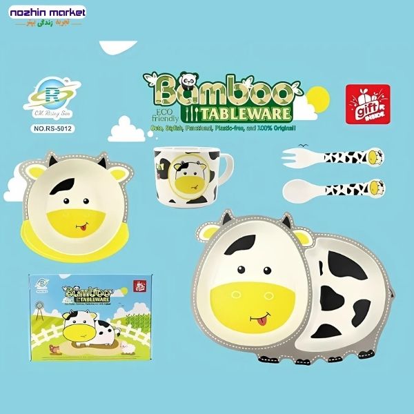 مشخصات ظرف غذا 5 تیکه بامبو گاو
