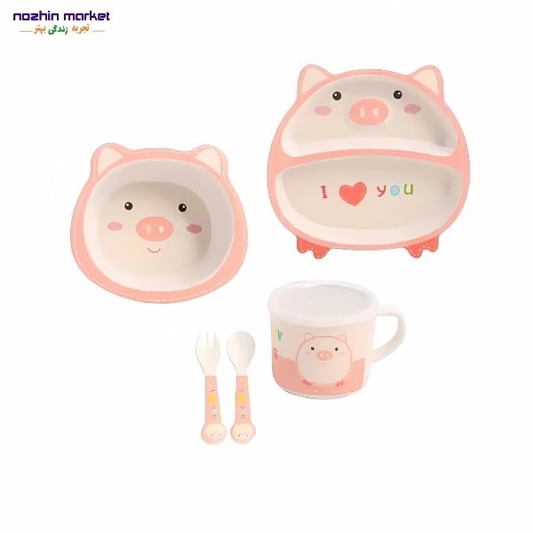 خرید ظرف غذا 5 تیکه بامبو خوک