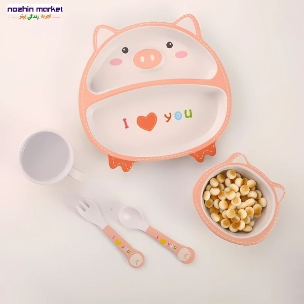 خرید ظرف غذا 5 تیکه بامبو خوک