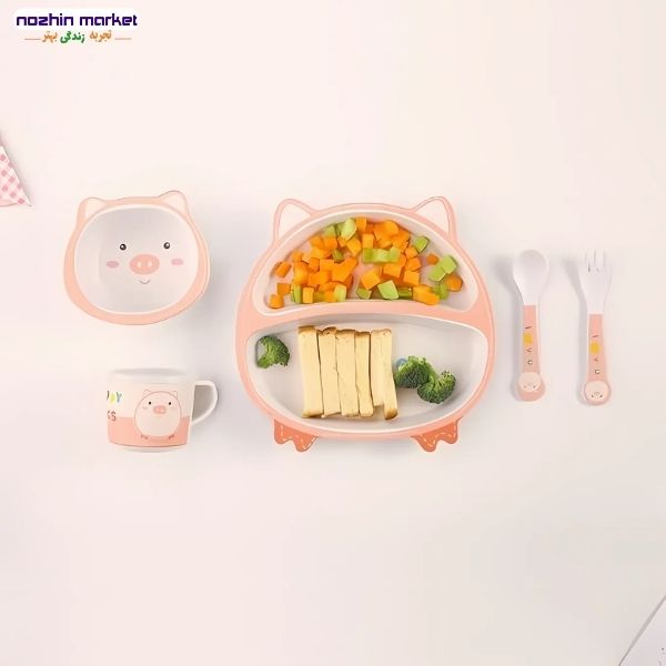 قیمت ظرف غذا 5 تیکه بامبو خوک