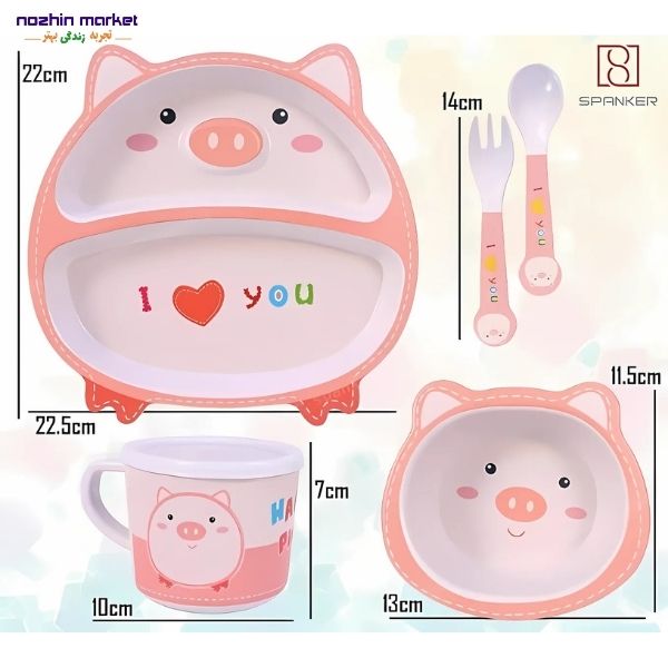 قیمت ظرف غذا 5 تیکه بامبو خوک