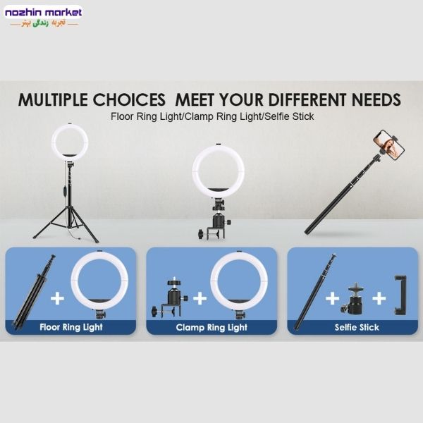 خرید رینگ لایت حرفه ای تاشو همراه سه پایه MACTREM M-A041