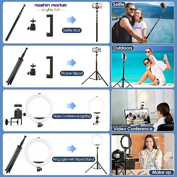 خرید رینگ لایت حرفه ای تاشو همراه سه پایه MACTREM M-A041