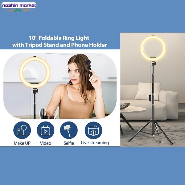 خرید رینگ لایت حرفه ای تاشو همراه سه پایه MACTREM M-A041