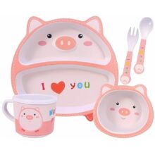 ظرف غذا 5 تیکه بامبو طرح خوک