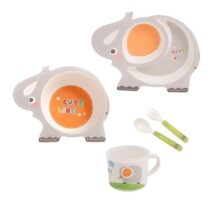 ظرف غذا 5 تیکه بامبو طرح فیل